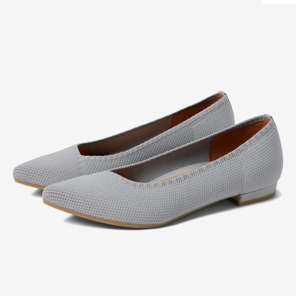 Vionic Lotus Dahlia Knitted point toe orthotic Ballet Grey Gray Shoe Flat 11
